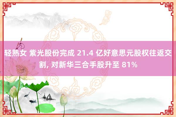 轻熟女 紫光股份完成 21.4 亿好意思元股权往返交割， 对新华三合手股升至 81%