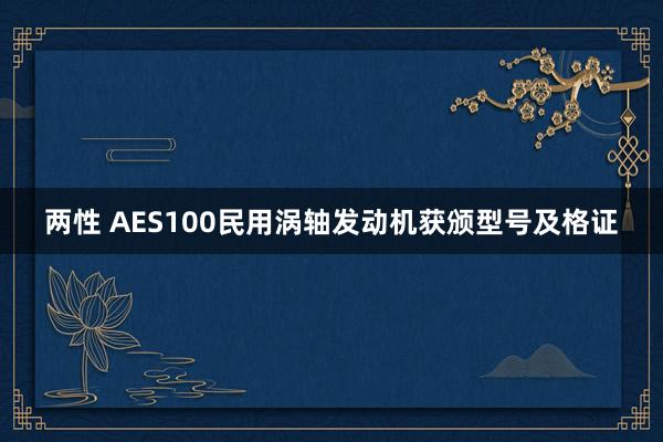 两性 AES100民用涡轴发动机获颁型号及格证