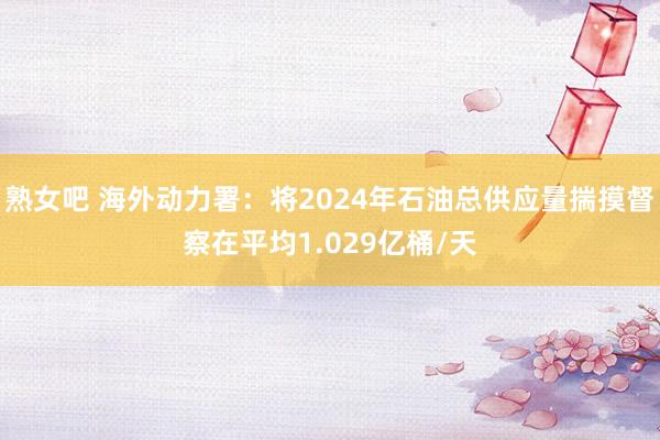 熟女吧 海外动力署：将2024年石油总供应量揣摸督察在平均1.029亿桶/天