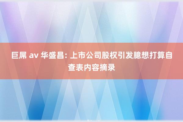 巨屌 av 华盛昌: 上市公司股权引发臆想打算自查表内容摘录