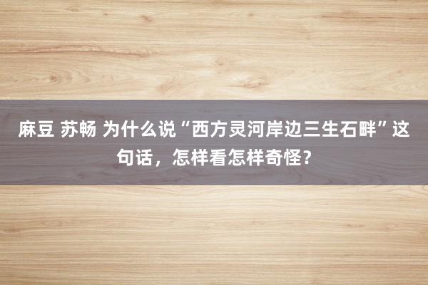 麻豆 苏畅 为什么说“西方灵河岸边三生石畔”这句话，怎样看怎样奇怪？