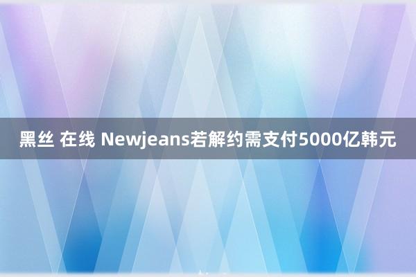 黑丝 在线 Newjeans若解约需支付5000亿韩元