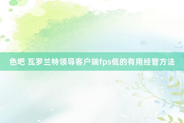 色吧 瓦罗兰特领导客户端fps低的有用经管方法