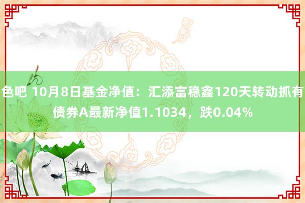 色吧 10月8日基金净值：汇添富稳鑫120天转动抓有债券A最新净值1.1034，跌0.04%