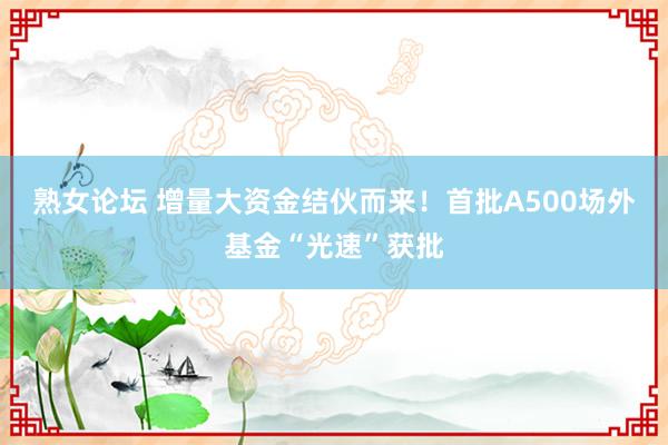 熟女论坛 增量大资金结伙而来！首批A500场外基金“光速”获批