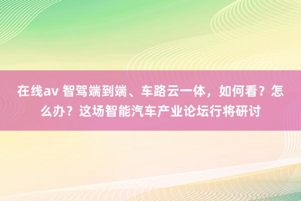 在线av 智驾端到端、车路云一体，如何看？怎么办？这场智能汽车产业论坛行将研讨