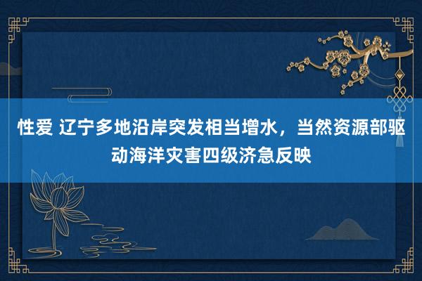 性爱 辽宁多地沿岸突发相当增水，当然资源部驱动海洋灾害四级济急反映