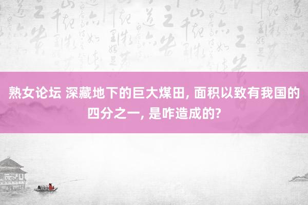 熟女论坛 深藏地下的巨大煤田， 面积以致有我国的四分之一， 是咋造成的?