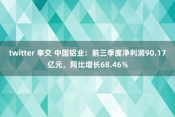 twitter 拳交 中国铝业：前三季度净利润90.17亿元，同比增长68.46%