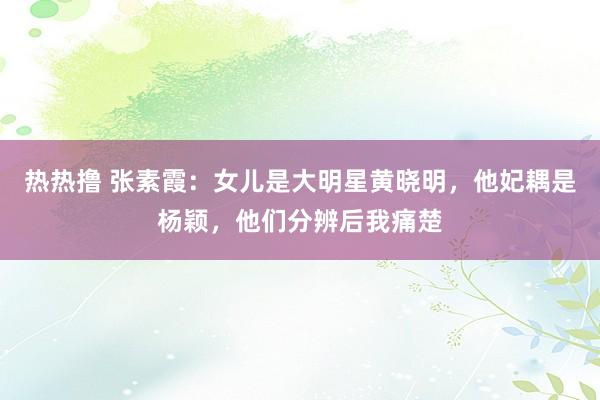 热热撸 张素霞：女儿是大明星黄晓明，他妃耦是杨颖，他们分辨后我痛楚