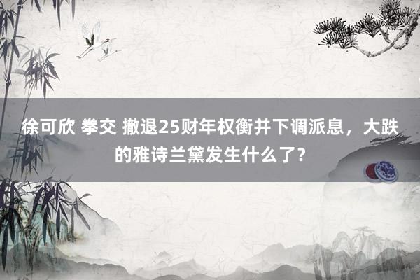 徐可欣 拳交 撤退25财年权衡并下调派息，大跌的雅诗兰黛发生什么了？