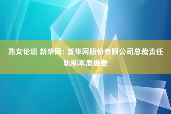 熟女论坛 新华网: 新华网股份有限公司总裁责任轨制本质撮要