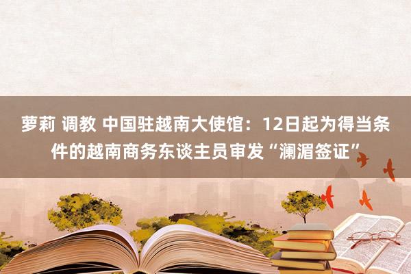 萝莉 调教 中国驻越南大使馆：12日起为得当条件的越南商务东谈主员审发“澜湄签证”