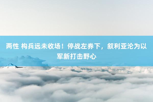 两性 构兵远未收场！停战左券下，叙利亚沦为以军新打击野心