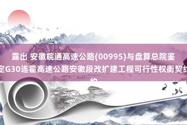 露出 安徽皖通高速公路(00995)与盘算总院鉴定G30连霍高速公路安徽段改扩建工程可行性权衡契约