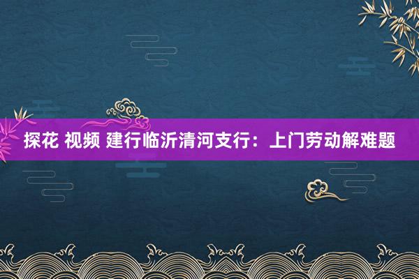 探花 视频 建行临沂清河支行：上门劳动解难题