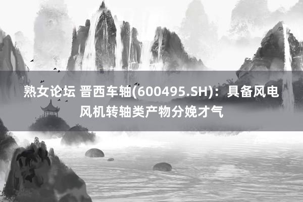 熟女论坛 晋西车轴(600495.SH)：具备风电风机转轴类产物分娩才气