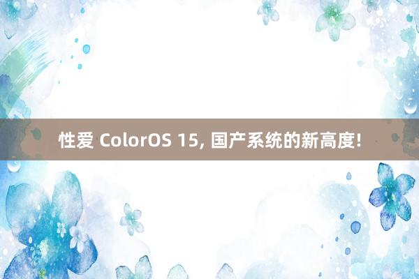 性爱 ColorOS 15， 国产系统的新高度!