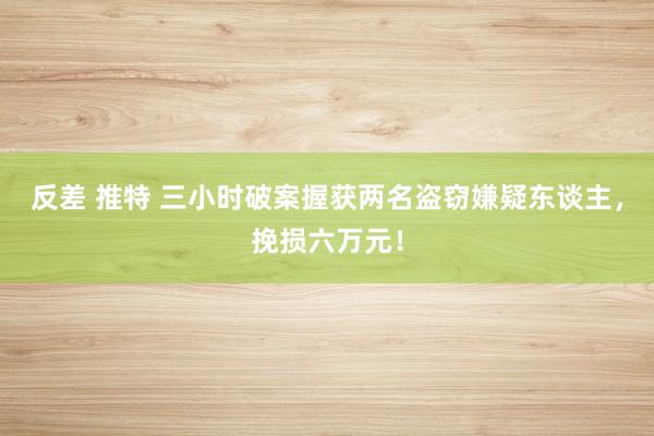 反差 推特 三小时破案握获两名盗窃嫌疑东谈主，挽损六万元！