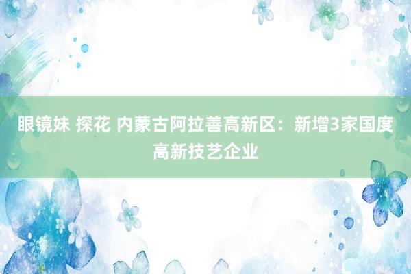 眼镜妹 探花 内蒙古阿拉善高新区：新增3家国度高新技艺企业