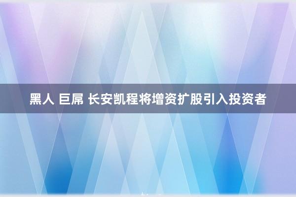 黑人 巨屌 长安凯程将增资扩股引入投资者