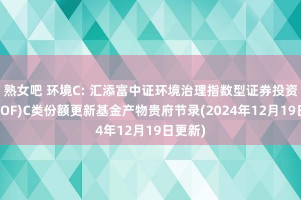 熟女吧 环境C: 汇添富中证环境治理指数型证券投资基金(LOF)C类份额更新基金产物贵府节录(2024年12月19日更新)