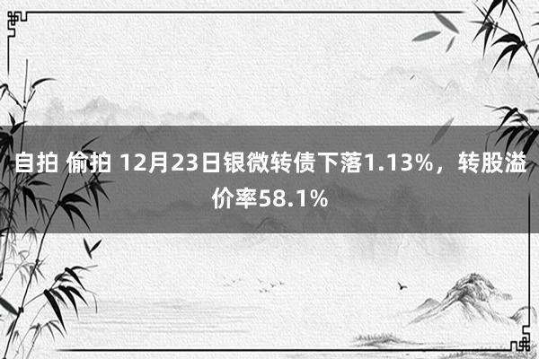 自拍 偷拍 12月23日银微转债下落1.13%，转股溢价率58.1%