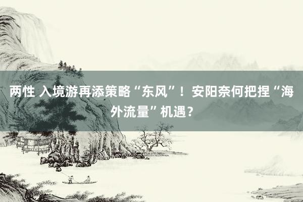 两性 入境游再添策略“东风”！安阳奈何把捏“海外流量”机遇？