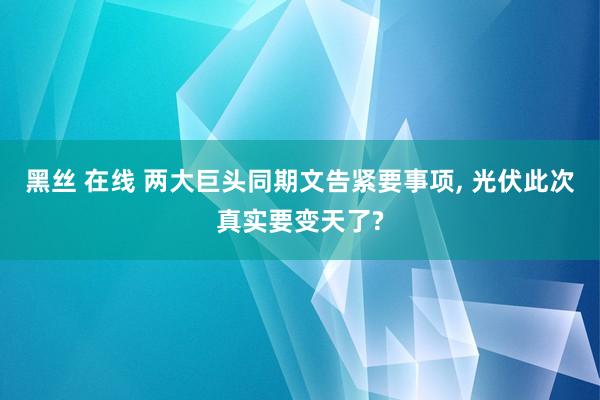 黑丝 在线 两大巨头同期文告紧要事项， 光伏此次真实要变天了?