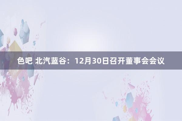 色吧 北汽蓝谷：12月30日召开董事会会议