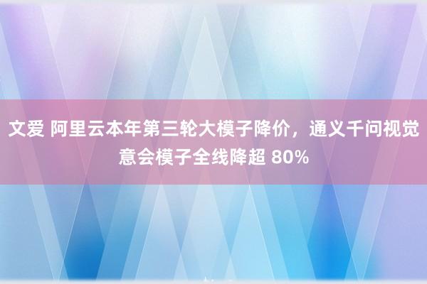 文爱 阿里云本年第三轮大模子降价，通义千问视觉意会模子全线降超 80%