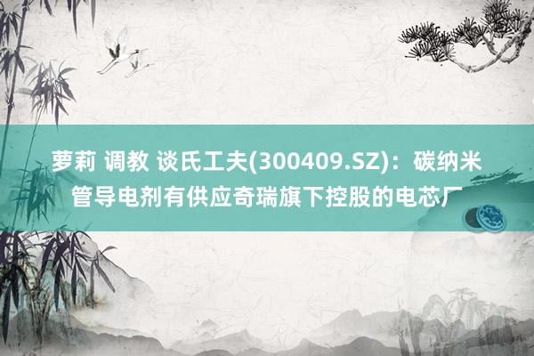 萝莉 调教 谈氏工夫(300409.SZ)：碳纳米管导电剂有供应奇瑞旗下控股的电芯厂