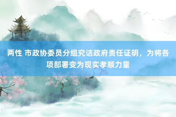 两性 市政协委员分组究诘政府责任证明，为将各项部署变为现实孝顺力量